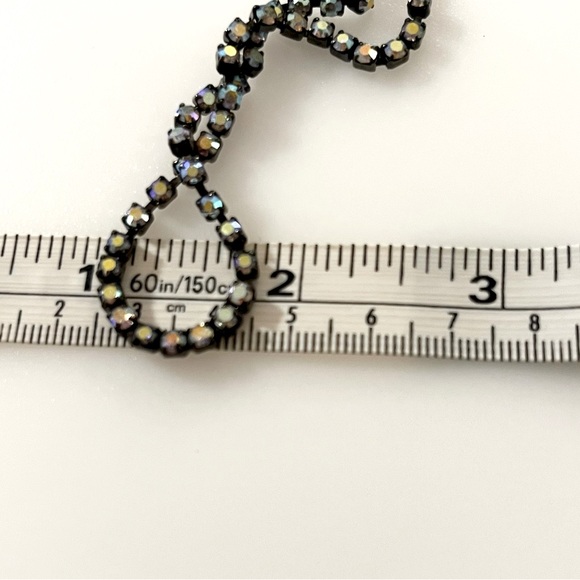 Vintage Iridescent Rhinestone Gunmetal Serpentine Chain Necklace - Picture 11 of 16